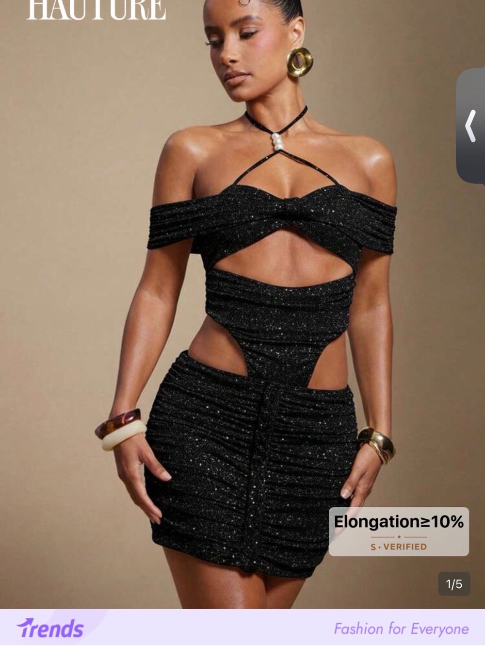 Brand new never wornSHEIN Black Sparkle Cutout Mini Dress